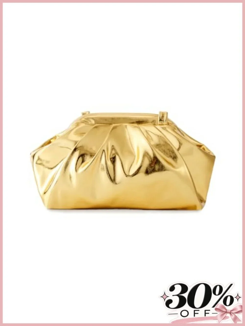 Pleated Evening Clutch Purse Metallic Vegan PU Shoulder Bag Cloud Design